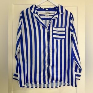 Plush striped long sleeve‎ pajama set